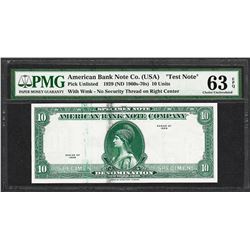 1929 10 Unit American Bank Note Co. "Test Note" PMG Choice Uncirculated 63EPQ