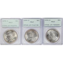 Lot of 1898-O to 1900-O  $1 Morgan Silver Dollar Coins PCGS MS63 Old Green Rattler
