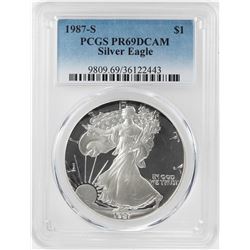 1987-S $1 Proof American Silver Eagle Coin PCGS PR69DCAM