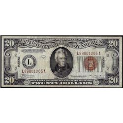 1934A $20 Hawaii WWII Emergency Issue Federal Reserve Note