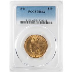 1911 $10 Indian Head Eagle Gold Coin PCGS MS62