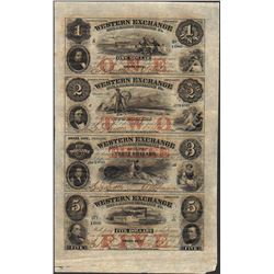 Uncut Sheet of 1857 Western Exchange Fire & Marine Insurance Co. Obsolete Notes