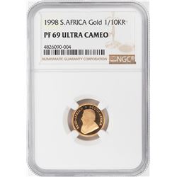 1998 South Africa Proof 1/10 Krugerrand Gold Coin NGC PF69 Ultra Cameo