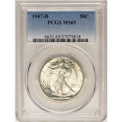 1947-D Walking Liberty Half Dollar Coin PCGS MS65