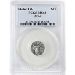 2003 $10 Platinum American Eagle Coin PCGS MS68