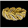 Image 1 : 18K Yellow and White Gold 9.60 ctw Diamond Floral Bracelet
