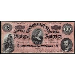 1864 $100 Confederate States of America Note