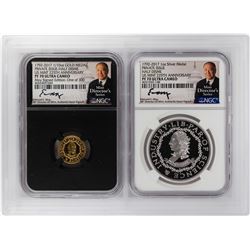 1792-2017 Half Disme 1/10 oz. Gold & 1oz. Silver Medals NGC PF70 W/ Moy Signature Set