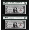 Image 1 : (2) Consec. 1935A $1 Hawaii WWII Emergency Silver Certificate Notes PMG Ch. Unc. 64EPQ