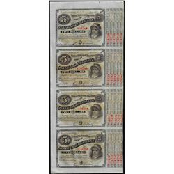 Uncut Sheet of (4) State of Louisiana Baby Bond Obsolete Notes