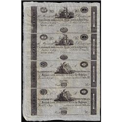Uncut Sheet of 1800's $5/5/10/10 Farmer's & Merchants Bank of Baltimore Obsolete Notes