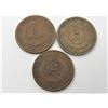 Image 1 : Three (3ct) US 1864 Two Cent Pieces VG-F