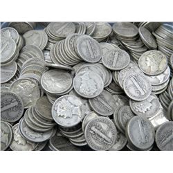 250 90% Silver Mercury Dimes 1916-1945