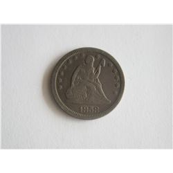 1858 LIBERTY SEATED QUARTER