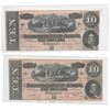 Image 1 : Two 1863 $10.00 Confederate Notes