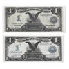 Image 1 : Two 1899 Black Eagle Silver Certificates VF-XF