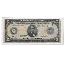 1914 $5 Federal Reserve Note VG+