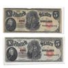 Image 1 : Two 1907 $5.00 United States Notes (Wood-chopper)