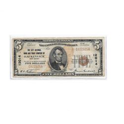 1929 National $5.00 Hackensack New Jersey VF