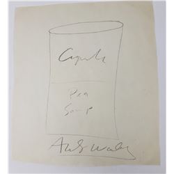 Signed Andy Warhol Campbell’s Pea Soup Sketch