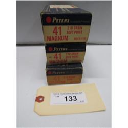 133 - 3 Full Boxes Of Peters 41 Magnum 210 Gr Ammo