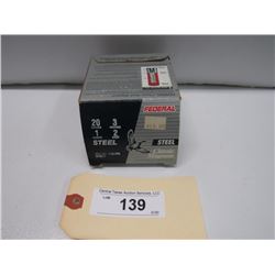 139 - Full Box Of Federal 20 Ga Steel Shot 3 2 Shot