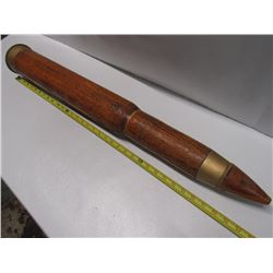 210 - Large Collectible Wood  Brass Bullet