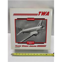 229 - T W A Douglas Dc-3 Die Cast Metal Replica Plane