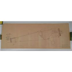 259 - Unframed Vintage Blue Print Copy Of Airplane