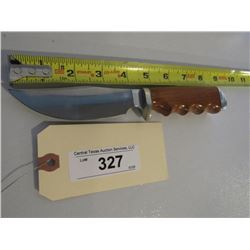 327 - Hunting Knife With Wooden Grip Handle