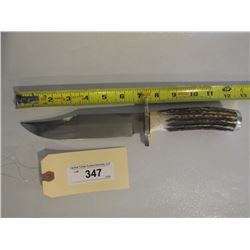 347 - Custom Hunting Knife With Antler Handle