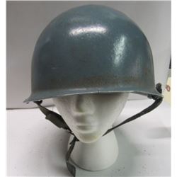 411 - WWII Era Steel Pot Helmet W/ Chinstrap