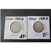 Image 1 : 552 - (2) 1938-A Germany  Third Reich 2 Marks Silver