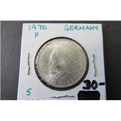 555 - 1970-F Germany Federal Republic 5 Marks Silver