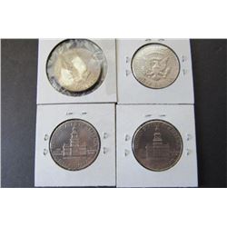 569 - (2) 1964  (2) 1976 Kennedy Half Dollar Coins