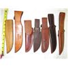 Image 1 : 697B - 7 Pieces Leather  Wood Knife Sheaths