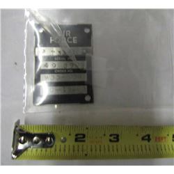 750 - Air Force T33-a Data Plate