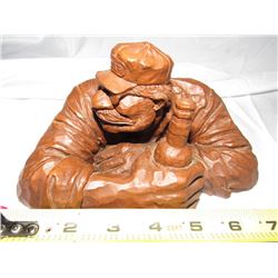 827 - Hand Carved Wooden Man  Clock