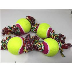 Lot of Rope Dog Toy Tennis Balls (4ct)