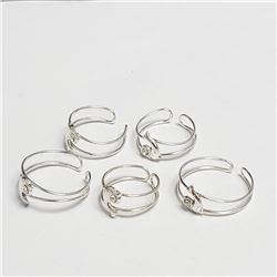 Silver 5 Set Of Adjustable Ring, Suggested Retail Value $100