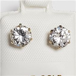 10K Yellow Gold Cz 6.5Mm Earrings, Made in Canada, Suggested Retail Value $240