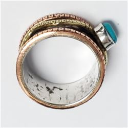 Silver Turquoise Spinable Ring (~Size 7-11.5) (~weight 7.34g), Suggested Retail Value $140