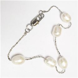 Silver Fresh Water Pearl 7.5" Bracelet, Suggested Retail Value $60