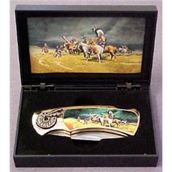 Gold Indian Chief and Warriors Knife