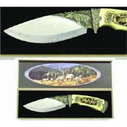 10 in Elk(Deer) Laser Carved Knife 