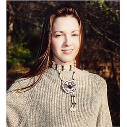 Iroquois Four Row Bone Choker with Rosette