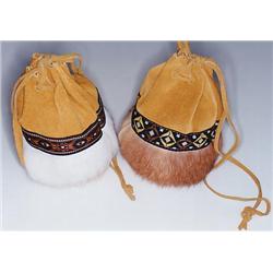 Leather Bundle Bag with Fur Trim