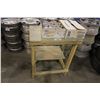 Image 1 : WOODEN SHOP TABLE & CANS OF XIRTEC 7 PURPLE PRIMER
