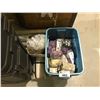 Image 1 : TOTE OF ASSORTED NORTH P100 FILTERS, ROLL OF POLY, ETC