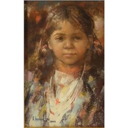 Hooker-Fay, Arlene (1937 - 2001) pastel, Blackfeet Child, 9" x 13", Northwest Rendezvous